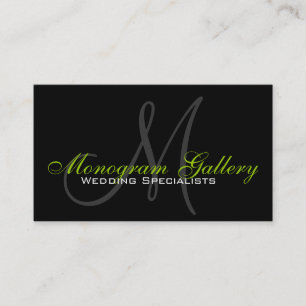 Elegant Monogram Customisable Business Card Green