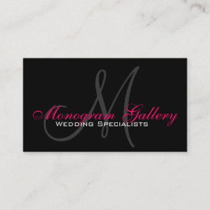 Elegant Monogram Customisable Business Card Pink