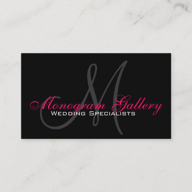 Elegant Monogram Customisable Business Card Pink (Front)