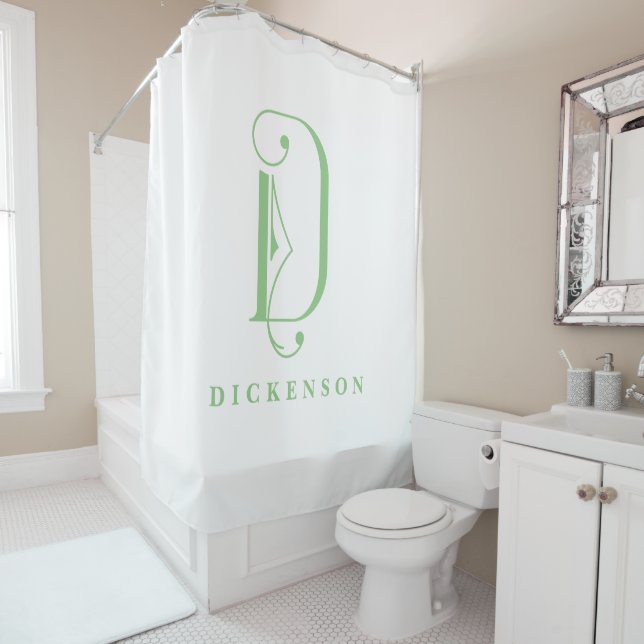 Elegant Monogram D Custom Shower Curtain (In Situ)