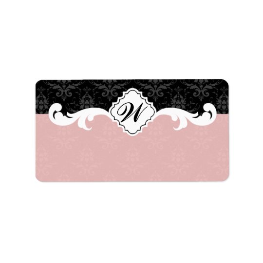 Elegant Monogram Damask Address Label