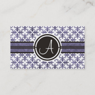 Elegant Monogram Damask Business Cards