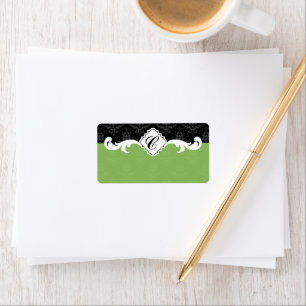 Elegant Monogram Damask Label