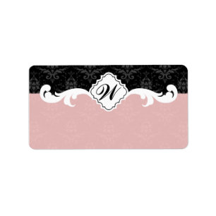 Elegant Monogram Damask Label