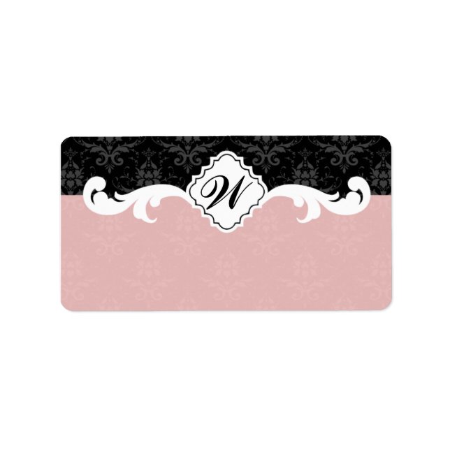 Elegant Monogram Damask Label (Front)