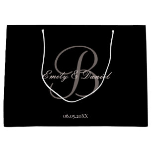 Elegant monogram decay to the wedding large gift bag
