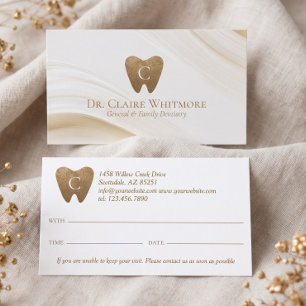 Elegant Monogram Dental Tooth Dentist Practice Appointment Card