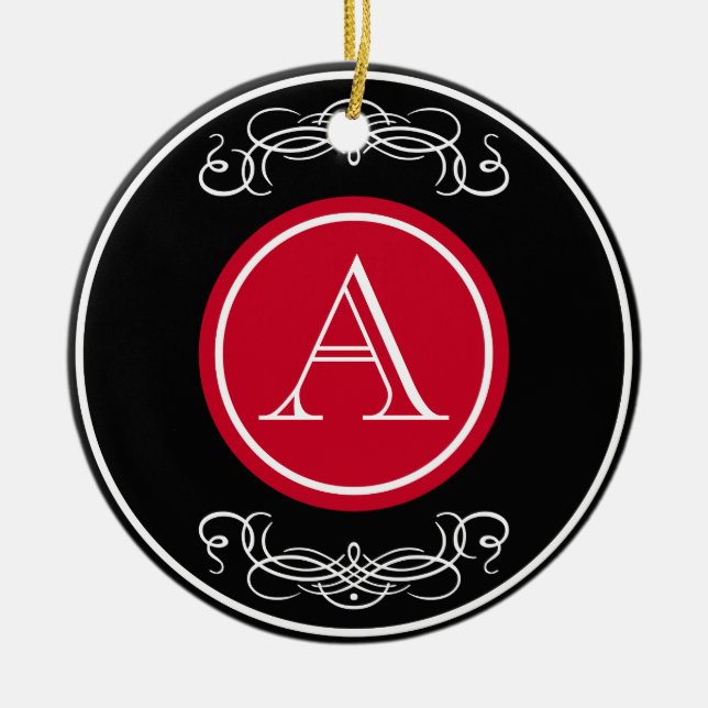 Elegant monogram design ceramic tree decoration (Front)