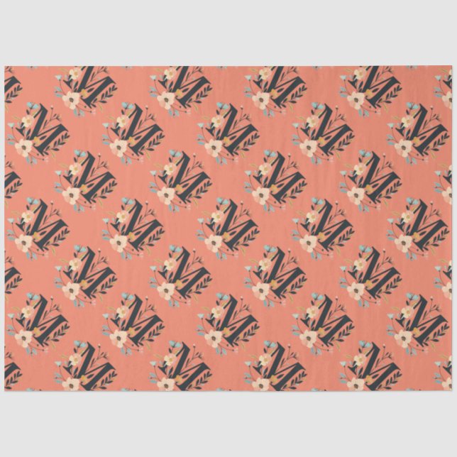 Elegant monogram design Letter M pattern 1 Tissue Paper (Front)