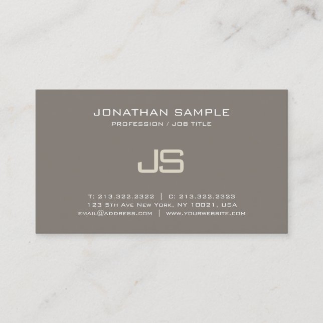 Elegant Monogram Design Modern Professional Plain Business Card (Front)