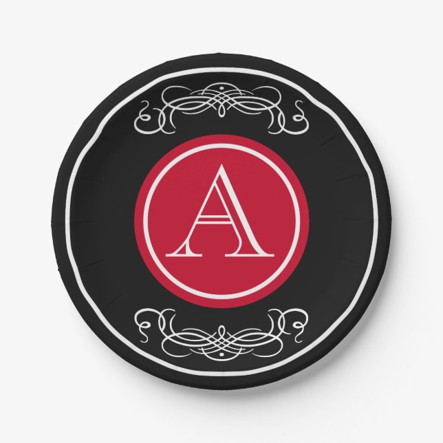 Elegant monogram design paper plate (Front)
