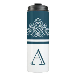 Elegant monogram design thermal tumbler