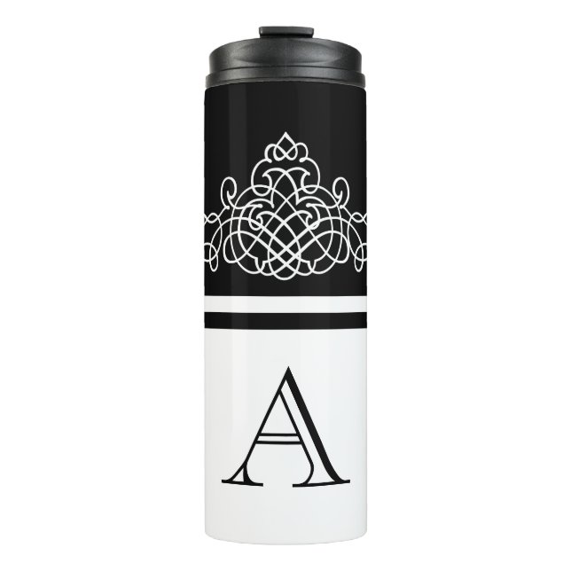 Elegant monogram design thermal tumbler (Front)