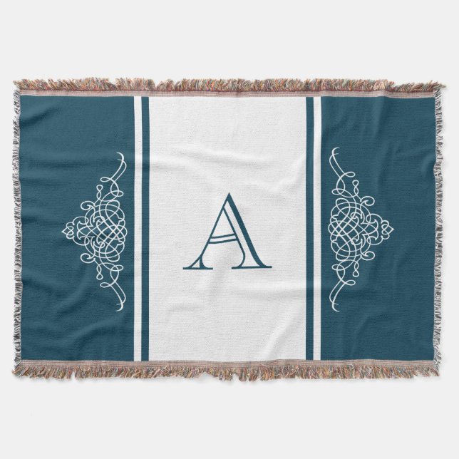 Elegant monogram design throw blanket (Front)