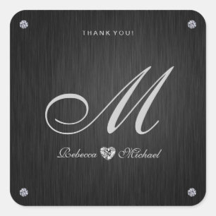 Elegant Monogram Diamond Themed Thank You Sticker