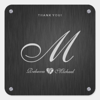 Elegant Monogram Diamond Themed Thank You Sticker