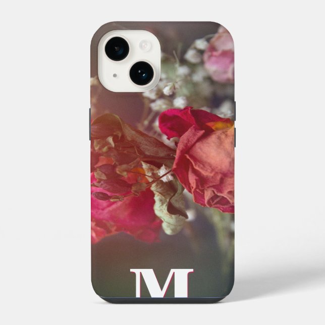 Elegant Monogram Dried Flowers Custom iPhone Case (Back)
