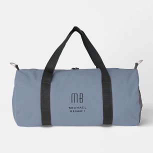 Elegant Monogram Dusty Blue Duffle Bag