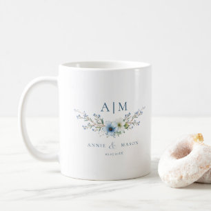 Elegant Monogram Dusty Blue Wedding Coffee Mug