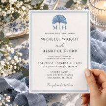 Elegant Monogram Dusty Blue Wedding