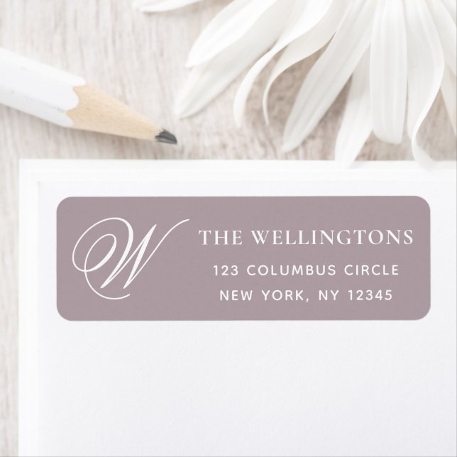 Elegant Monogram Dusty Purple Return Address Label (Insitu)