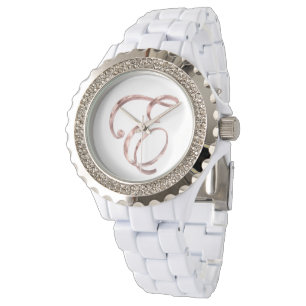Elegant Monogram E Rose Gold Watch