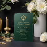 Elegant Monogram Emerald Green Gold Wedding Invitation<br><div class="desc">*NON FOIL* Dive into pure opulence with our stunning emerald green wedding invitation, featuring luxurious gold accents that add a touch of glamour to your special day. Please note that the gold elements in this design are a flat colour print and not an actual foil. Infused with rich tones and...</div>