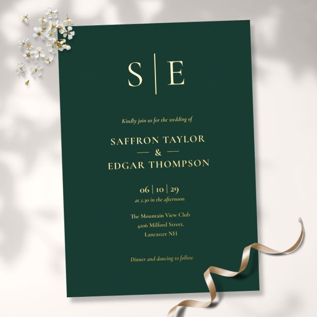 Elegant Monogram Emerald Green Wedding Gold (Creator Uploaded)