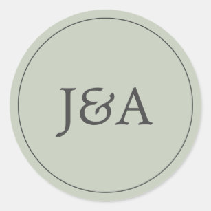 Elegant Monogram Eucalyptus Green Envelope Seal