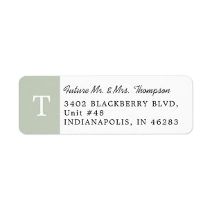 Elegant Monogram Eucalyptus Green Return Address Label