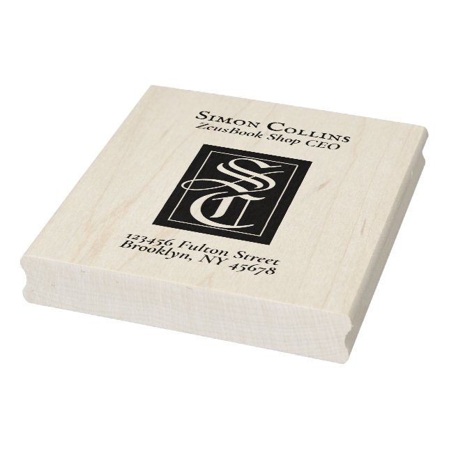 Elegant Monogram ExLibris Books Return Address Rubber Stamp (Stamp)