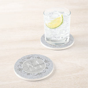 Elegant Monogram Family Name Personalised Coaster