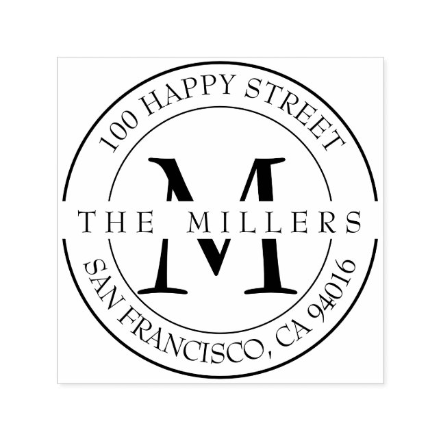 Elegant Monogram Family Return Address Self-inking Stamp (Design)