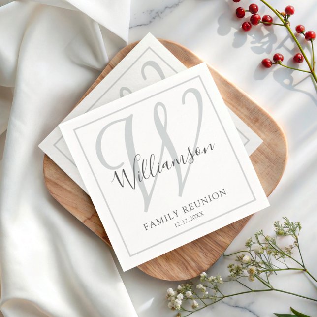 Elegant Monogram Family Reunion Party   Napkin (Creator Uploaded)