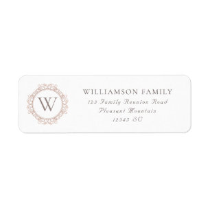 Elegant Monogram Family Reunion Return Address Return Address Label