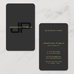 Elegant Monogram Faux Gold Text Ocean Size Business Card