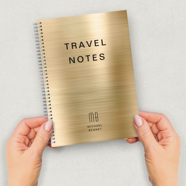 Elegant Monogram Faux Gold Travel Notebook (Elegant Monogram Faux Gold Travel Notebook)