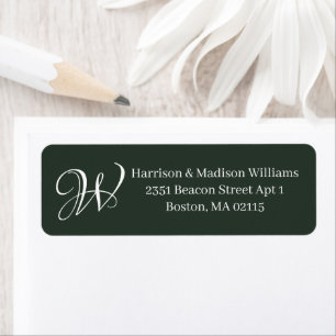 Elegant Monogram fir green classic return address Label