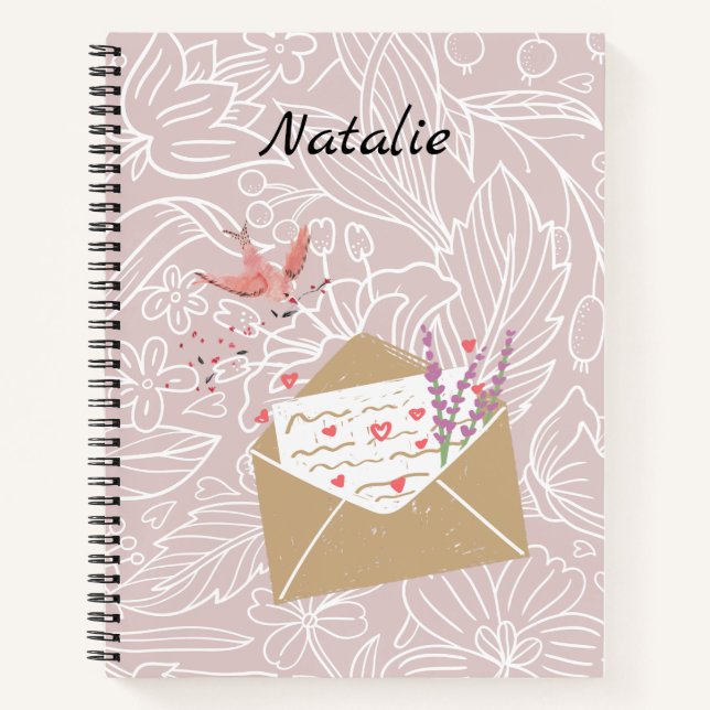 Elegant monogram floral background pink notebook (Front)