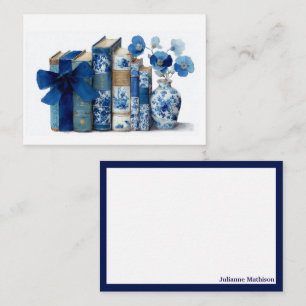 Elegant Monogram Floral Booklover Note Cards
