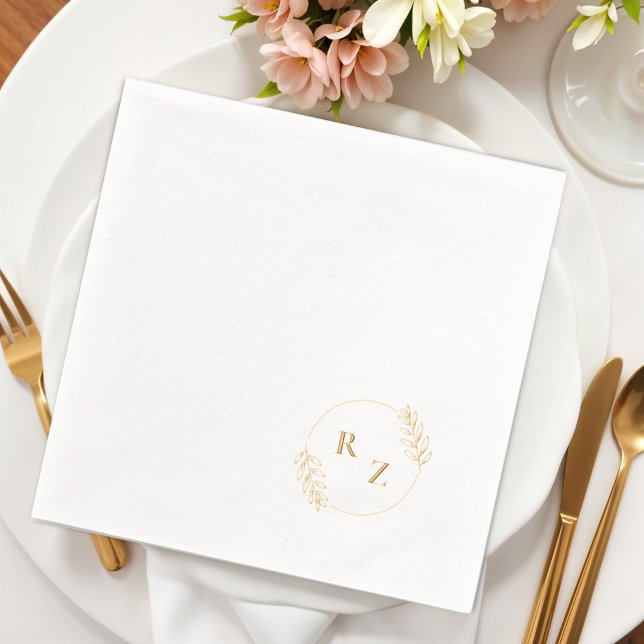 Elegant monogram floral frame Weddings & Events Foil Napkins (Creator Uploaded)