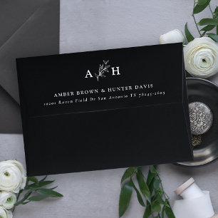 Elegant Monogram Foliage Wedding Envelope