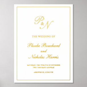 Elegant Monogram Formal Gold Traditional Wedding Foil Prints