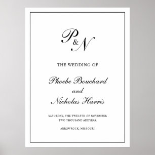 Elegant Monogram Formal Traditional Wedding Poster