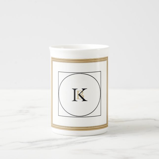 Elegant Monogram Frame Personalised Initial & Full Bone China Mug (Front)