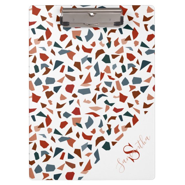 Elegant Monogram Geometric Pattern Clipboard (Front)