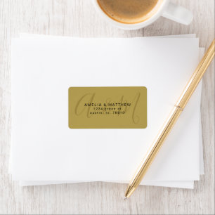 elegant monogram gold black return address label