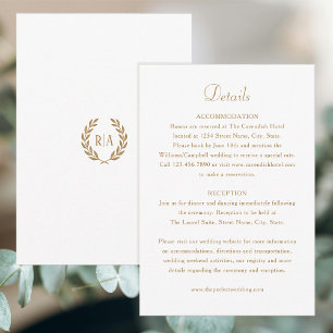 Elegant Monogram Gold Black White Wedding Enclosure Card