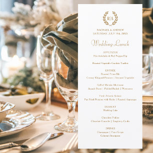 Elegant Monogram Gold Black White Wedding Menu