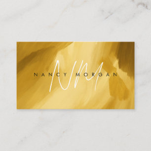 Elegant Monogram Gold brush stroke Business Card